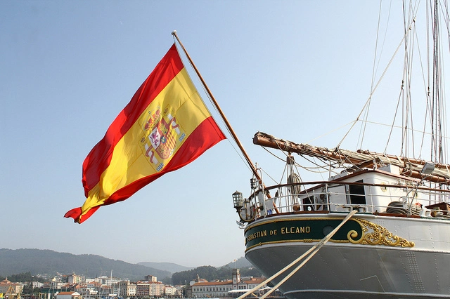 ship with the flag of Spain