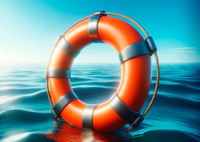 flotador salvavidas en medio del mar