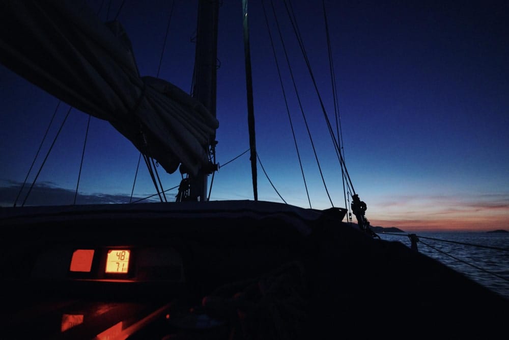 sailing at night